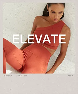 SOM Active campaign post with a model in activewear and the word Elevate